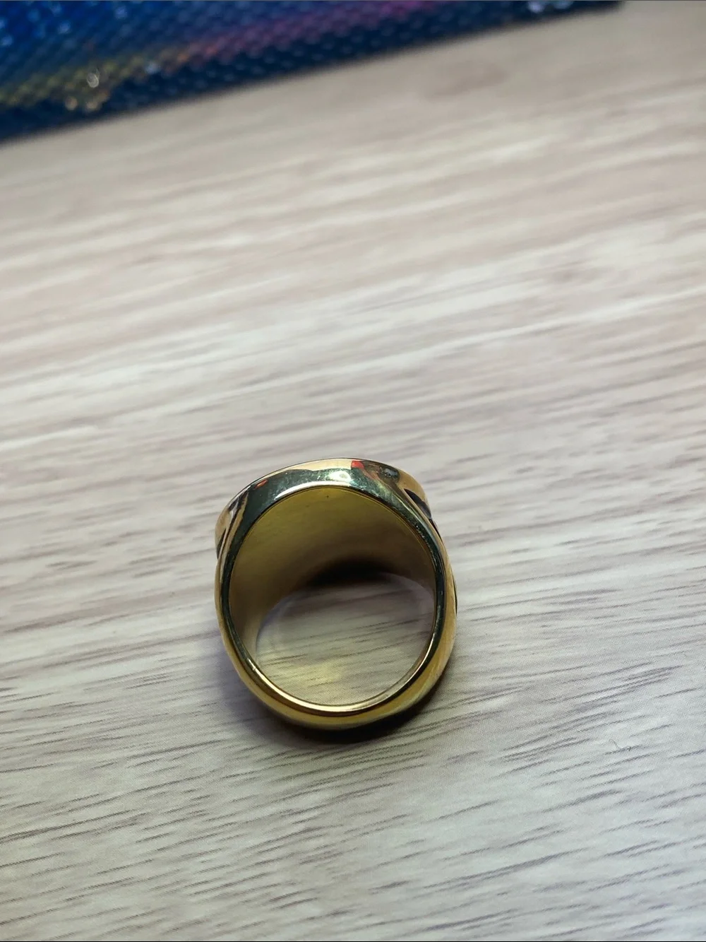 Men Stainless Steel Shield Ring with Red Cross
